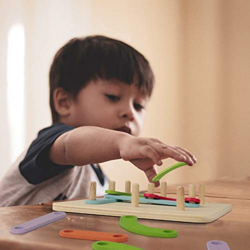 Fajiabao Wooden ABC Puzzle Montessori Toys Stem Learning Peg Board Letter Number Construction Shape Sorter Stacking Gift for Preschool Toddlers Kids