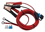 CUZEC 16 AWG Extension Cord Eyelet Terminal with Battery Clamp 12V/ 24V Battery Clip-On for High-Power Inverter and More (13.1FT Long)
