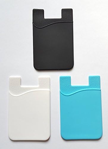 Stick-On Cell Phone Wallet by EZkeep Withjenny for Credit Card &amp; ID - Strong 3M Adhesive - Works with Iphone, Android &amp; Most Smartphones | 3 Pc Pack (bk/wh/bl)