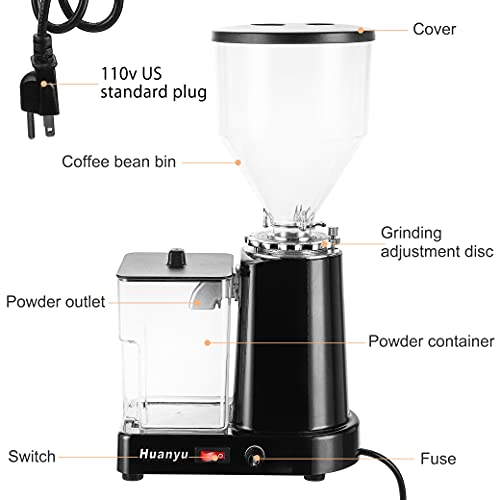 Huanyu Coffee Grinder Electric Flat Burr Grinding Machine Automatic