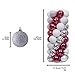 TERESA'S COLLECTIONS 50ct 60mm Traditional Red and White Shatterproof Christmas Ball Ornaments Decoration,Themed with Tree Skirt(Not Included)