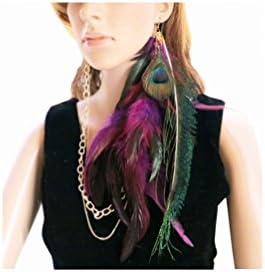 Natural Feather Earrings Purple Earlace Feather Earrings for Women