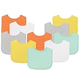 Luvable Friends Baby Bibs Value Pack, Yellow/Gray, 6 x 7.5