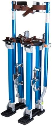Heavy Duty Blue Adjustable 24-in. to 40-inch Aluminum Painting Drywall Stilts with Premium Straps & Skid Slip Resistant Rubber Taping Cleaning Construction Industrial
