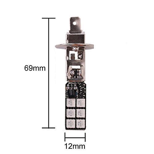 LEDHOLYT 2pcs 12V High Power 5050 12SMD Multicolor RGB LED Fog Lights for Cars Trucks Remote Control Flashing Lamp Bulb (H1)