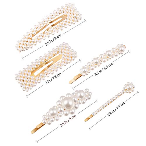Pearl Hair Clips for Women Girls, ETEREAUTY Pearl Barrettes Hair Pins, Fashion Sweet Hair Decorative for Party Wedding Daily, 6 PCS