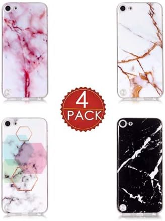 iPod Touch 6 Case,iPod Touch 5 Case With Screen Protector, L00KLY [Marble Pattern Design] Ultra Slim Anti-scratch Shockproof Soft Marble TPU Case Cover for Apple iPod touch 5 6th Generation (4 Pack-5)