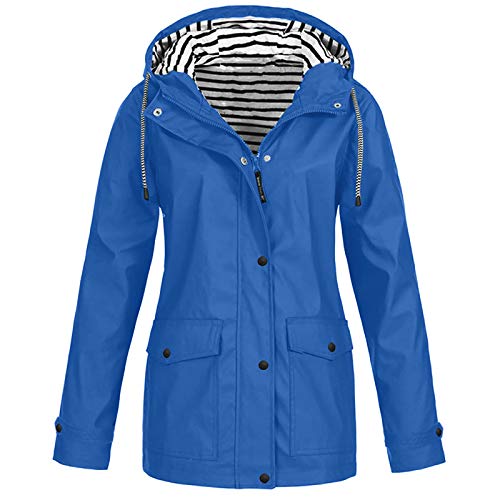 Women Outdoor Rain Jacket Solid Lightweight Waterproof Hooded
