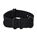 Randon Watch Bands NATO Straps 1.5mm Thickness Quality Heavy Duty Ballistic Nylon Strap with Black Stainless Steel Buckle (Black, 22mm)