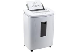 Kitnery 150-Sheet Auto Feed Paper Shredder: High Security Micro Cut Shredders for Home Office, 30 Minutes Commercial Heavy Duty Shredder with 4 Casters, P-4 Security Level & 6.6 Gallon Pull-Out Bin