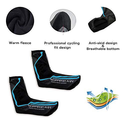 Men's Cycling Shoes Covers,Winter Lightweight Waterproof Windproof Warmer Mountain Road Bike Cover Shoes for Outdoor Sports (Blue, M)