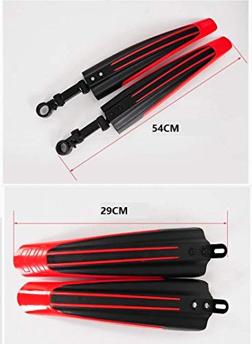 Star-Art Adjustable Road Mountain Bike Bicycle Cycling Tire Front/Rear Mud Guards Mudguard Fenders Set (Red)
