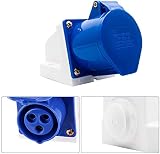 MASO 32A 220V IP44 3 Pin Industrial Site Socket & Waterproof Wall Plug 2P view 3