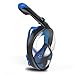SEABEAST Full Face Snorkel Mask AF90 Real Anti-Fog Snorkeling Mask Gear with Foldable Tube and Removable Camera Mount 180 Degree Panoramic Large View Adult Swimming mask Blue (L/XL)