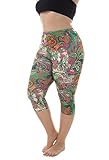 Zerdocean Women's Plus Size Lightweight Printed Capri Leggings style-025 2X