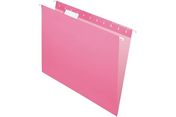 Pendaflex Hanging File Folders, Letter Size, Pink, 25-Pack, Durable Paper Stock, Coated Rods, Lighter Interior to Prevent Mis