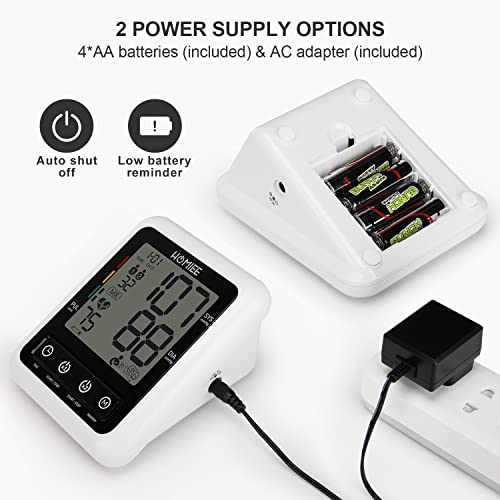 HOMIEE Blood Pressure Monitor with AC Adapter, 4" Large LCD Display