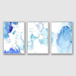 3 Piece Framed Canvas Home Artwork Decoration Watercolor Sfumato Canvas Wall Art for Living Room, Bedroom - 16"x24"x3 Panels