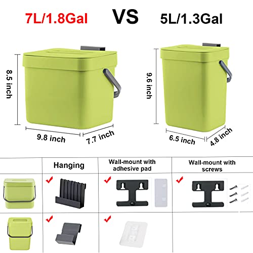 LALASTAR Hanging Trash Can, Compost Bin Indoor Kitchen Sealed, Small