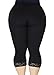ZERDOCEAN Women's Plus Size Modal Capri Leggings Hem Lace Trim Black 1X