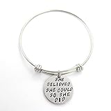 ALoveSoul ''She Believed She Could So She Did'' Inspirational Expandable Bangle Bracelet