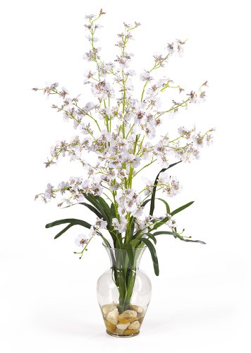 Nearly Natural 1073-WH Dancing Lady Liquid Illusion Silk Flower Arrangement, White 29 in x 10.25 in x 10.25 in