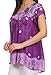 Sakkas 43614 - Short sleeve tie dye gingham peasant top with sequin embroidery - Purple - OS