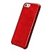 JISONCASE iPhone 7 Case Genuine Leather Hard Back Case Slim Fit Protective Cover Snap on Case for iPhone 7 [Red]-JS-IP7-02A30