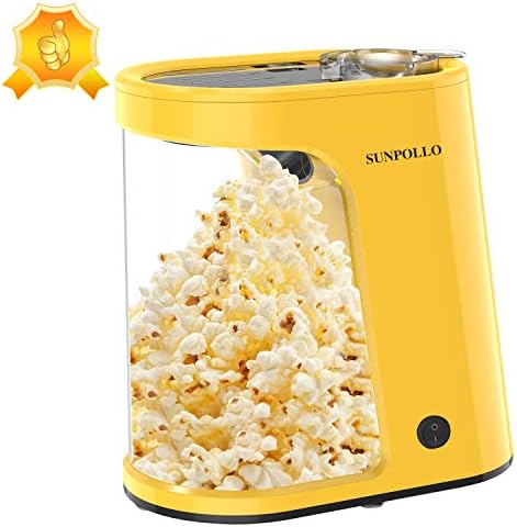 Fast Hot Air Popcorn Popper, 1200W Electric Popcorn Maker with Measuring Cup and Removable Container, Oil-Free, Great for Home Party Kids, Safety ETL Approved, Yellow