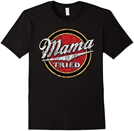Mens Mama Tried Distressed Merle Country Lyrics T-Shirt XL Black