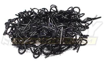 Integy Hobby RC Model C23214BLACK Bent-Up Body Clips (100) for 1/10 Short Course & Monster Trucks(LxW=19.5x6.5mm)