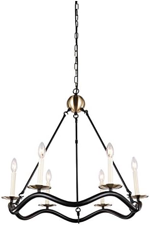 Dst Matter Black and Antique Brass Finish Chandelier Ceiling Pendant Light for Living Room, Bedroom, Dining room, Kitchen and so on. Diameter 70cm/27.56",Height: 60cm/23.6" Chain Length 60 cm