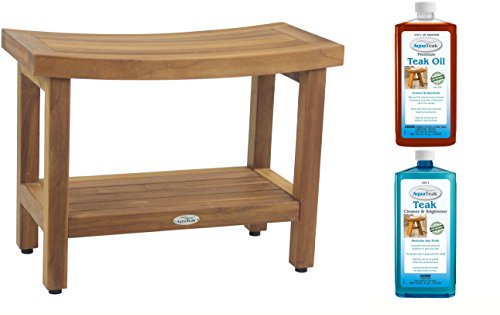AquaTeak Patented 24" Sumba Teak Shower Bench with Shelf & AquaTeak Two-Step Care Kit - Thumbnail 7