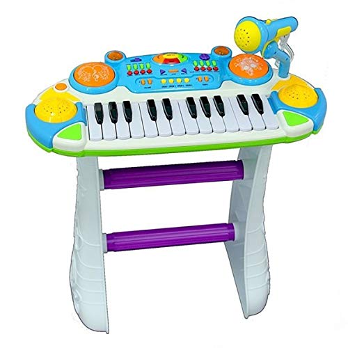 O.B Toys&Gift Musical Kids Electronic Keyboard 24 Key Piano Music Instruments w/ Microphone & Stool , Organ for Kids (Blue) - Thumbnail 2