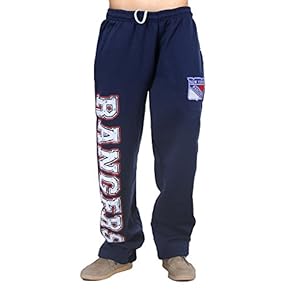 NHL Men's Premium Fleece Official Team Sweatpants (New York Rangers, Medium)