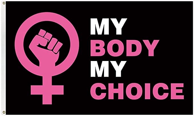 Photo 1 of My Body My Choice Flag 3x5 Pro Choice Womens Rights Flag Don't Tread My Uterus Garden Yard Flag - Indoor Outdoor Home Decor Banner with 2 Brass Grommets - Black