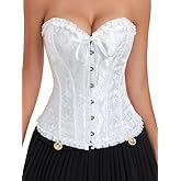 Demays Corset Tops for Women,Bustier Shapewear Lingerie,Lace Tied Renaissance Overbust Corset Push Up Bodysuit