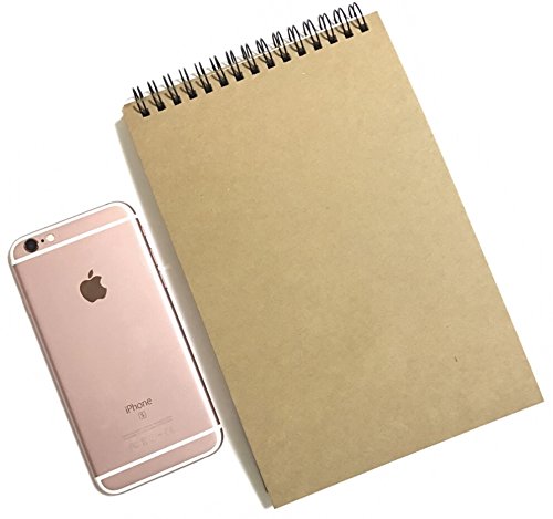 image for VEEPPO A5 Pack of 4/8 Spiral Natural Kraft Cover Blank Paper Notebook 