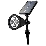 GardenHOME Outdoor Garden LED Solar Powered Spotlight Landscape Lighting Security Night Lights - Waterproof, 180° Angle Adjustable