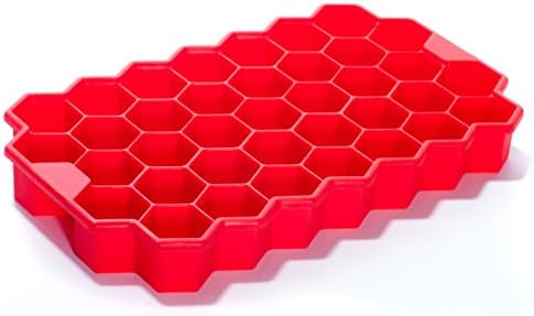 Silicone Ice Cube Tray Deeer - 37 pcs Cute Hex Shape Ice Brick Maker (Red)