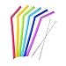 Outus Reusable Drinking Straws Silicone Straw Angled Drinking Straw with Cleaning Brush for Tumbler Straw Lid 30 Ounces/ 20 Ounces, 8 Pieces