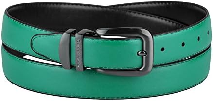 CONCITOR Reversible Belt Solid Colors & Black Bonded Leather Pewter-Tone Buckle
