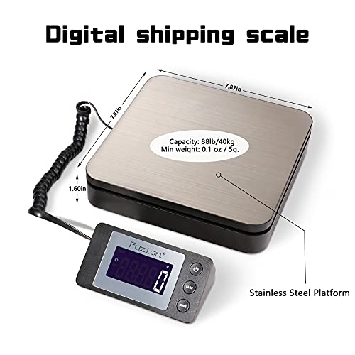 Fuzion Digital Shipping Scale 88lb × 0.1oz, Durable Stainless Steel