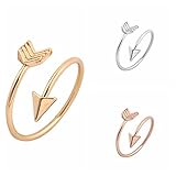 METTU Silver and Rose Gold Open Adjustable Love Arrow Ring for Girls