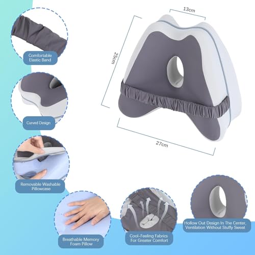 Romon Dark Grey Sleeping Leg Pillow, Butterfly Shape Pillow for Side Sleeper with Cooling Fabric - Orthopedic Pillow to Relieve Knees, Ankles and Hips