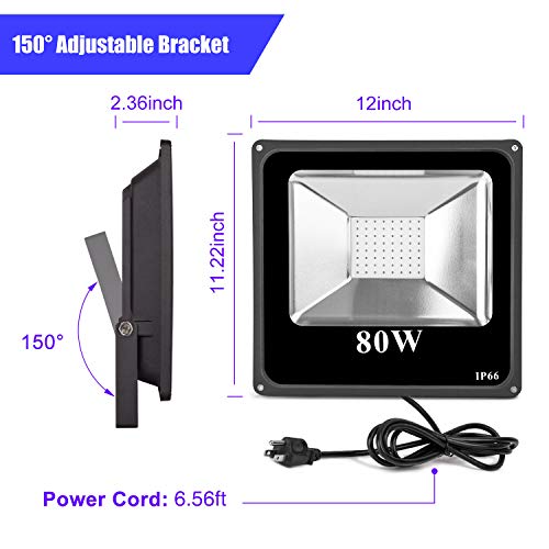 Roleadro UV Black Light Flood Light Bulb, 80w UV Led Floodlight Outdoor IP66 Waterproof Stage Light for Blacklight Party, 5 Fluorescent Neon Glow Gaffer Tape, Glow in Dark Party, DJ Disco Night Club - Thumbnail 5