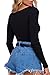 Sunfury Women Button Down Knitted Ribbed Long Sleeve Snap Crotch Thong Bodysuit