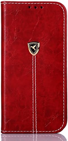 Fit Samsung Galaxy J7 2017 Case J720 Galaxy J7V / Galaxy Halo / J7 Prime / J7 Perx / J7 Sky Pro Fashion Magnetic Leather Rubber Silicone Built Wallet Cover Credit Card Holder Stand Folio Flip Girl Red