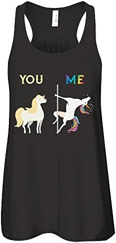 You And Me Unicorn Pole Dance T-shirt Unicorn Funny Gift Bella Canvas - Flowy Racerback Tank Black XX-Large