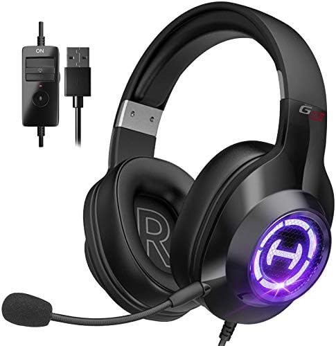 Gaming Headset, Surround Stereo Sound Wired Headphones with Microphone and Volume Control for PC Tablets Laptops Cellphones(Black)